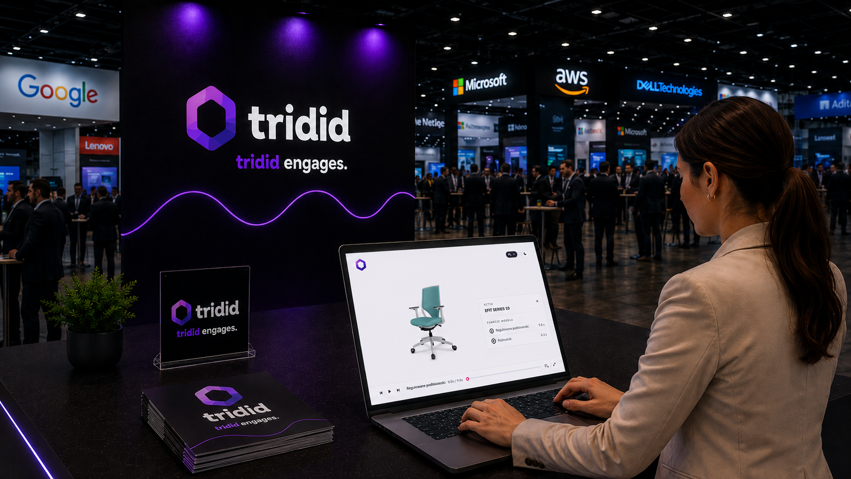 Man using a laptop with an embedded Tridid experience on an online store product page.